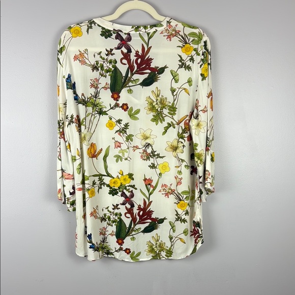 Zara Floral Cream and Yellow Relaxed Blouse Size Large - Picture 8 of 8